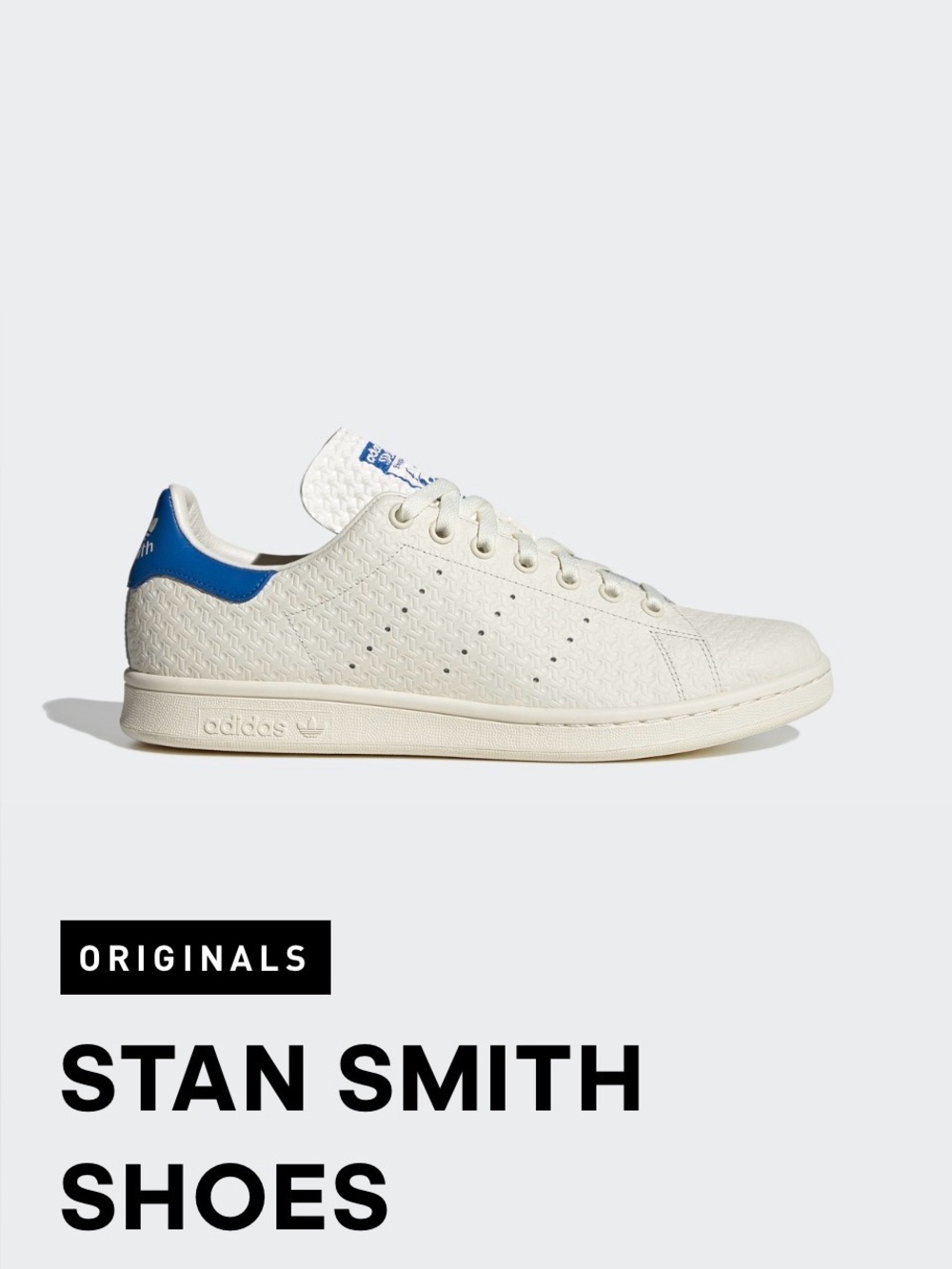 adidas Stan Smith Men's Leather Sneakers in Off-White with Blue Heel Sz 11.5